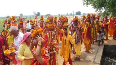 Photo of धार्मिक कार्यक्रमः दादूपुर गांव में निकाली गई कलश यात्रा, स्थापित की गई