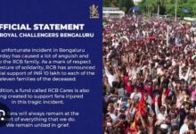 Photo of Bengaluru Stampede: RCB देगी 10 लाख का मुआवजा, घायलों की मदद के लिए शुरू होगा स्पेशल फंड !